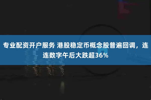 专业配资开户服务 港股稳定币概念股普遍回调，连连数字午后大跌超36%